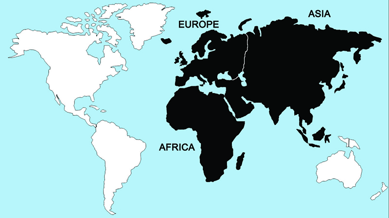 Africa, Asia and Europe