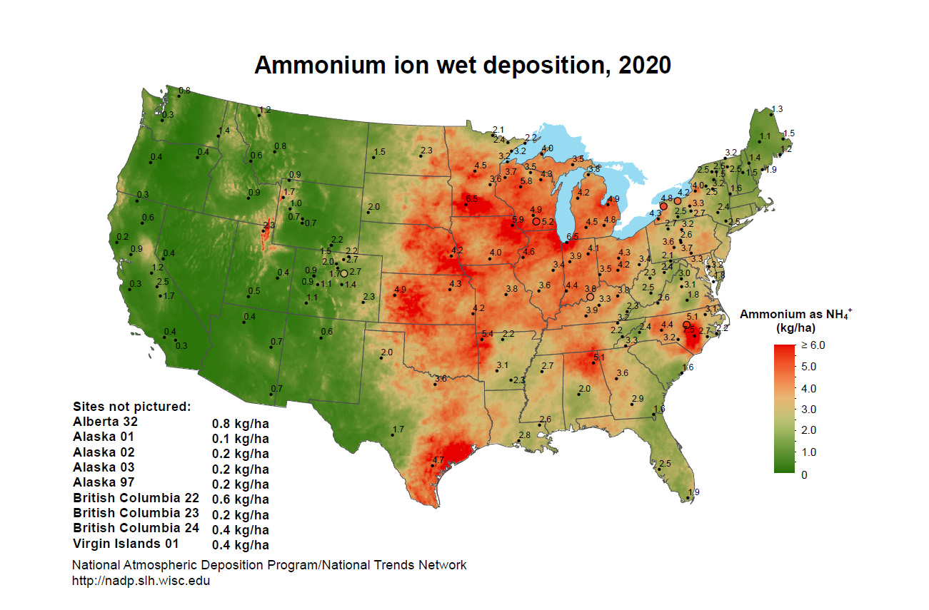 Ammonion ion in wet depostion for 2003