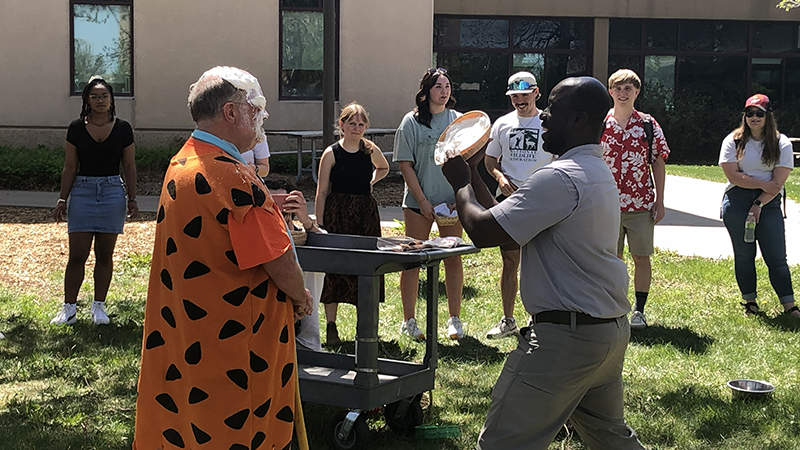 Wedin gets pied by Ameyaw