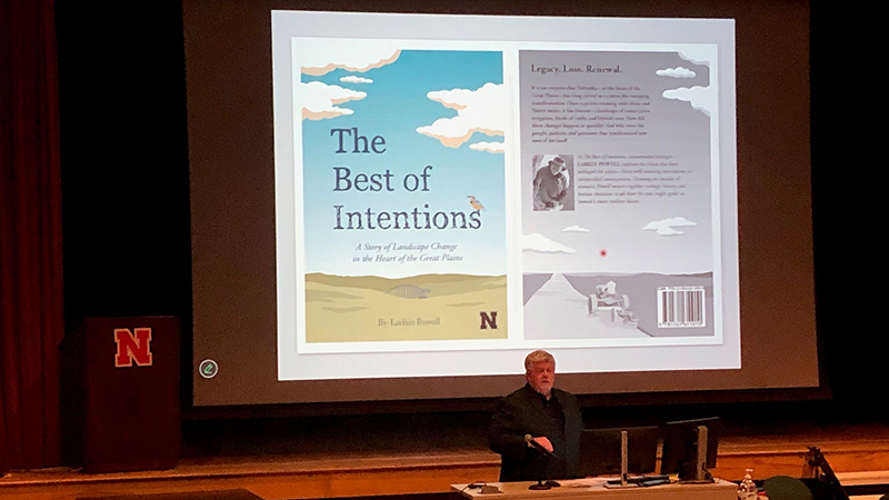 Powell giving talk