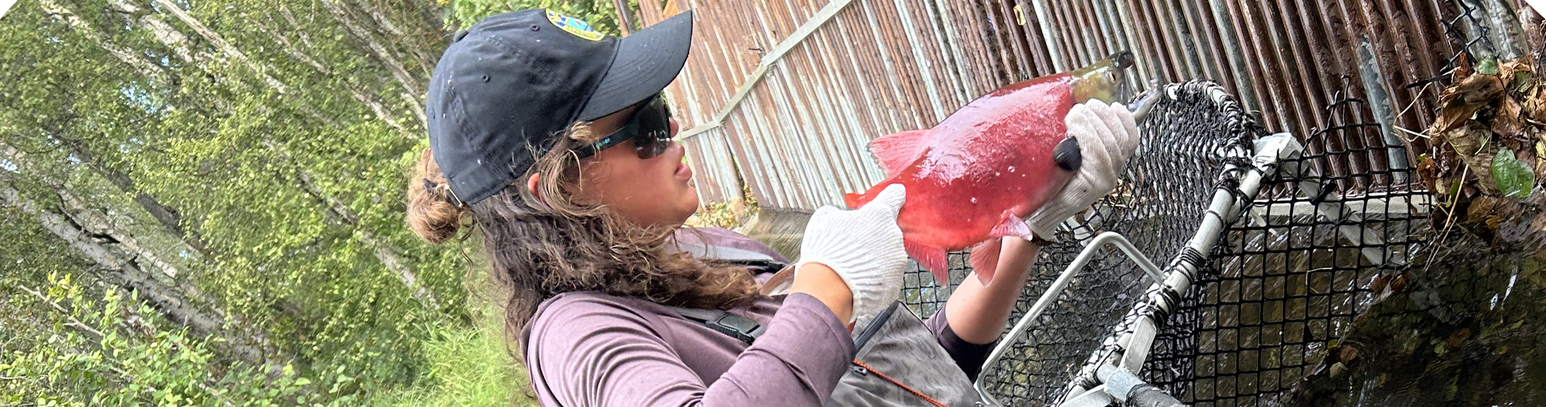 Hillary Morris with salmon