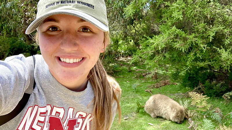 Brooke Mott and wombat