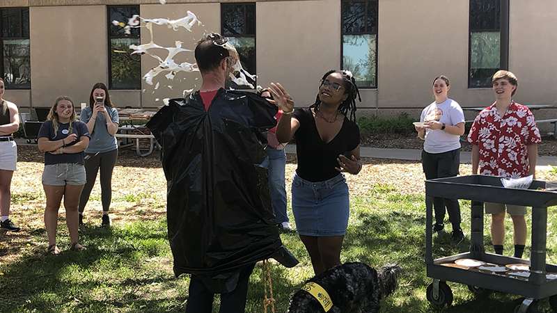Kenneth Pyle is pied by Riah Hatten on Earth Day