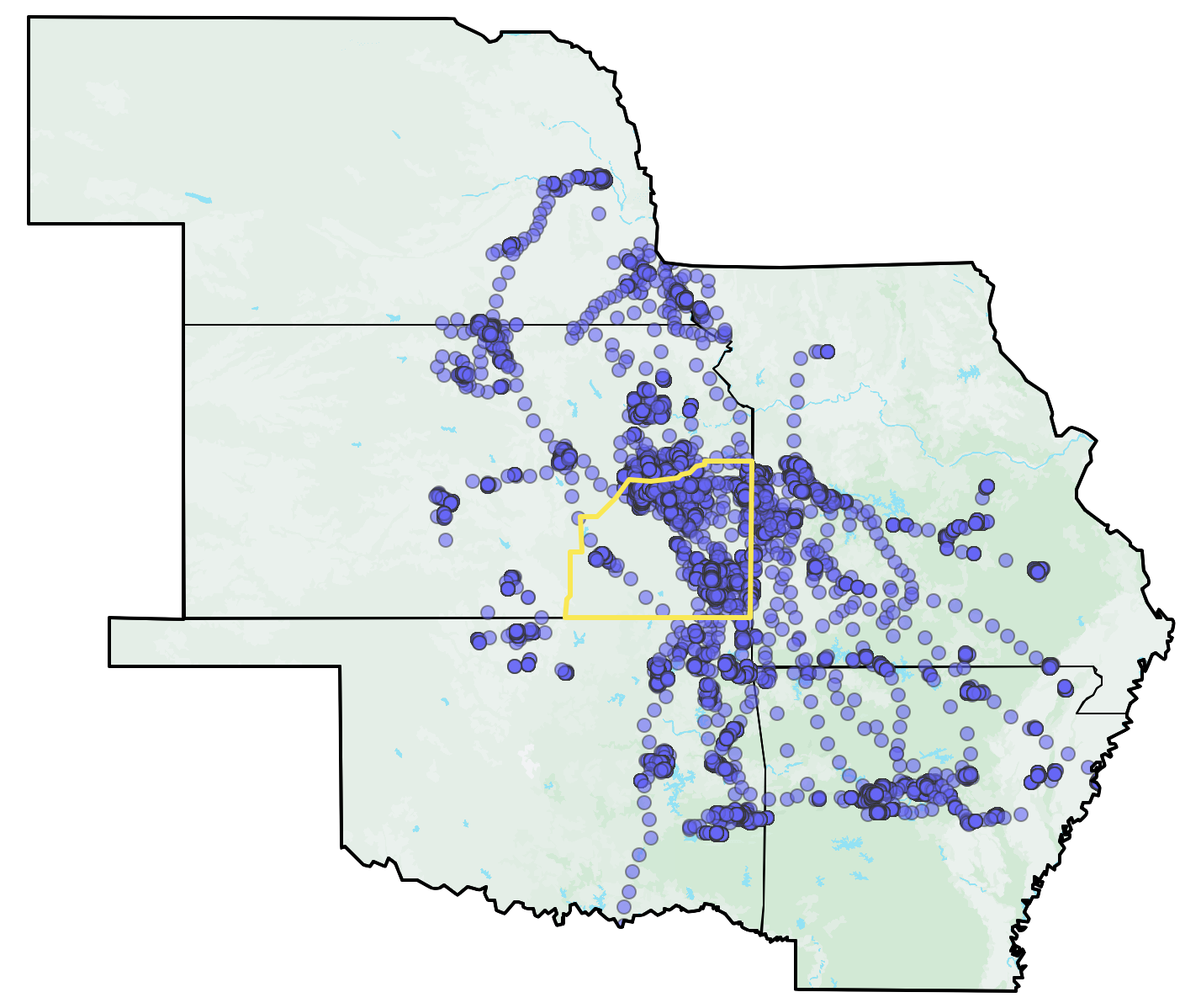 map of bird locations