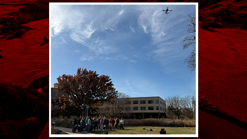 Drone in flight about the NRES